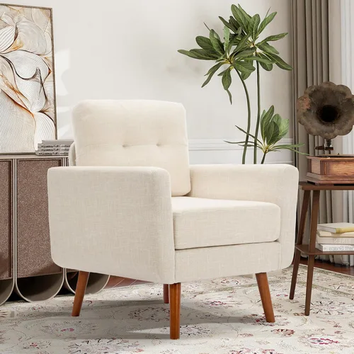 Vista 29 de Tbfit Sofá en Forma de L, Sofás Seccionales Modernos de Mediados de Siglo de 80" de Ancho, Sofás de 3 Plazas con Chaise Lounge Amplio, Sofá Beige