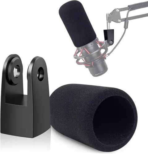 Vista 7 de YOUSHARES Parabrisas de micrófono para micrófono HyperX QuadCast, cubiertas de micrófono de espuma que mejoran la calidad de grabación, filtro