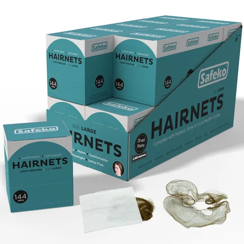Vista 11 de Redes para el cabello, 144 unidades, envueltas individualmente, mallas de nailon ligeras, sin látex, color negro, grande (24 pulgadas)