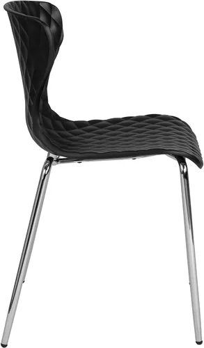 Vista 8 de Pemberly Row Silla de comedor de plástico moderna en negro y cromado