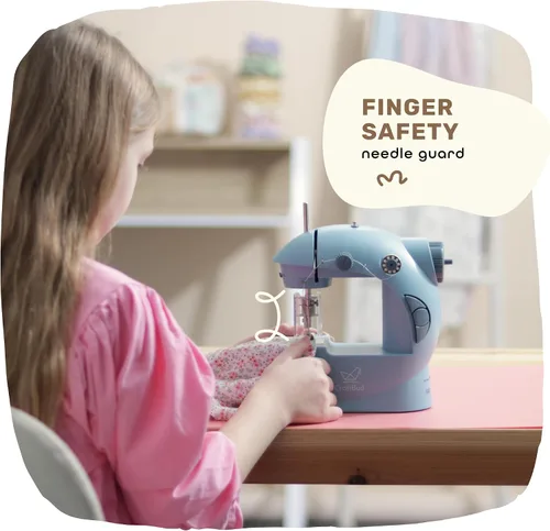Vista 7 de CraftBud Mini máquina de coser para principiantes, máquina de coser portátil de doble velocidad para niños y adultos con mesa de extensión, juego