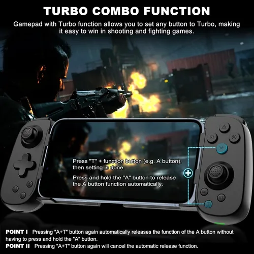 Vista 3 de arVin Mobile Gaming Controller for iPhoneiPadAndroidTabletPCSwitchPS3PS4, Wireless Gamepad Joystick with Turbo6-axis GyroVibration, Play Xbox Cloud