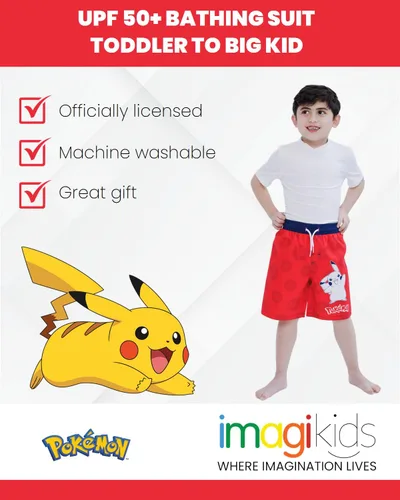 Vista 2 de Pokemon Traje de baño UPF 50+ para niños pequeños a niños grandes (4-14-16)