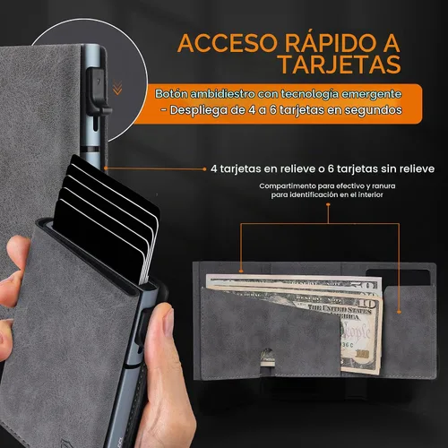Vista 5 de Conceal Plus - Cartera desplegable para hombre, tarjetero delgado RFID Piel sintética - Gris y titanio