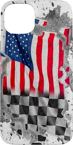 Vista 9 de Funda para iPhone 16 Car Racing Bandera Americana Pit Crew