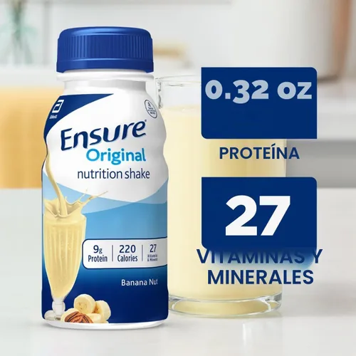 Vista 3 de Ensure Batido nutricional original de nuez de plátano Batido de reemplazo de comidas Paquete de 24