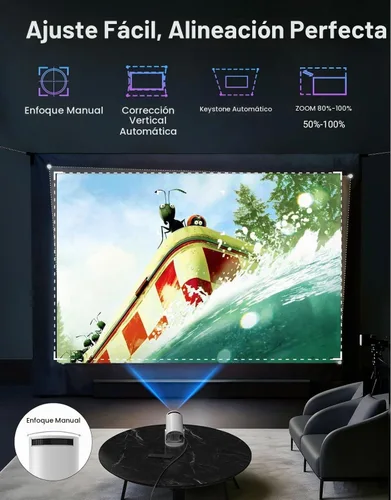 Vista 4 de Mini proyector con WiFi 6 y Bluetooth 5.2, aplicación incorporada, proyector portátil inteligente compatible con 4K 1080P FHD, 180° giratorio
