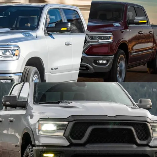 Vista 5 de Espejo lateral dinámico secuencial LED luces de marcador compatibles con Dodge Ram 1500 camioneta Big Horn Rebel Laramie Longhorn Limited TRX