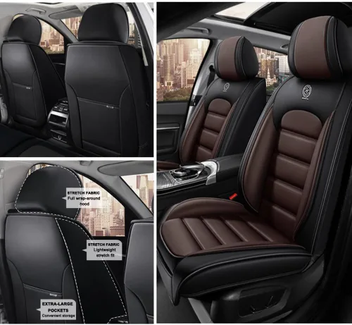 Vista 31 de 2 fundas de asiento para Mazda CX-3 2016-2021, fundas de asiento de automóvil de cuero, impermeables, antideslizantes, suaves, cómodas y de alta