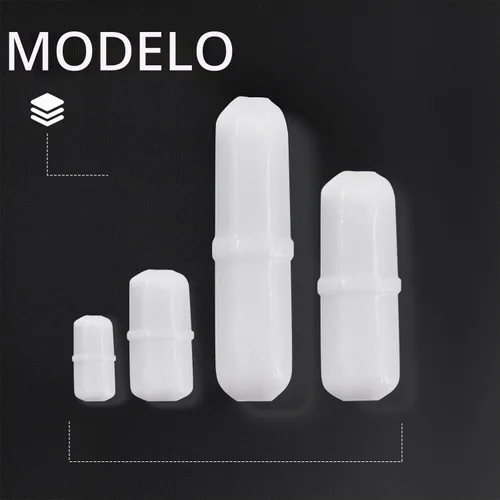 Vista 3 de 10pcs PTFE agitador magnético mezclador agitador barra spinbar color blanco