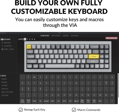 Vista 2 de Keychron Teclado mecánico personalizado Q7 70 de diseño QMKVIA macro programable con interruptor rojo Gateron G Pro intercambiable en caliente