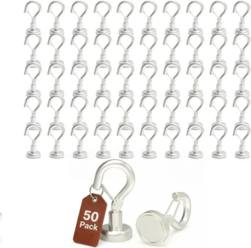 Vista 21 de Ant Mag Ganchos magnéticos negros resistentes con broche de presión de 22 libras, ganchos magnéticos fuertes, ideales para colgar en refrigerador