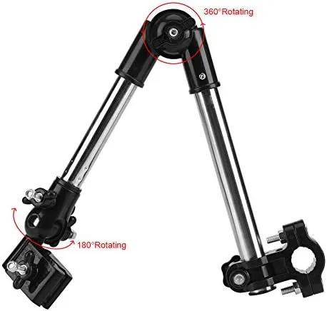 Vista 3 de Soporte de paraguas para cochecito, 360° ajustable para bicicleta, soporte elástico, soporte para cochecito de bebé, silla de cochecito (negro)