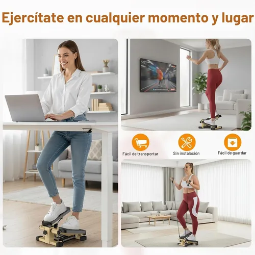 Vista 6 de HCOIW Mini Stepper for Exercise at Home,Stair Stepper with Resistance Bands Compact Stepping Machine with 300 lb Weight Capacity, Full Body