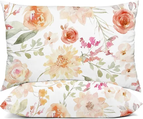 Vista 26 de YIYEA Juego de 2 fundas de almohada estándar de microfibra ultra suave de doble cepillado, fundas de almohada estándar, fundas de almohada florales