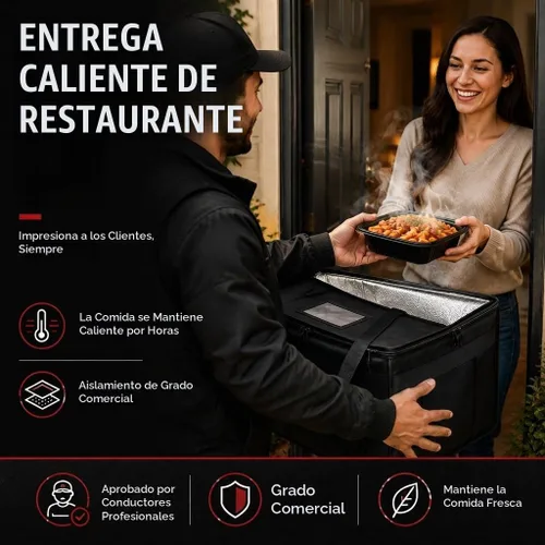 Vista 4 de TRUE NORTH Bolsa Térmica para Entrega de Alimentos con Divisor (23"x15"x14") - Bolsa Calentadora de Alimentos Uber Eats - Bolsas de Pizza