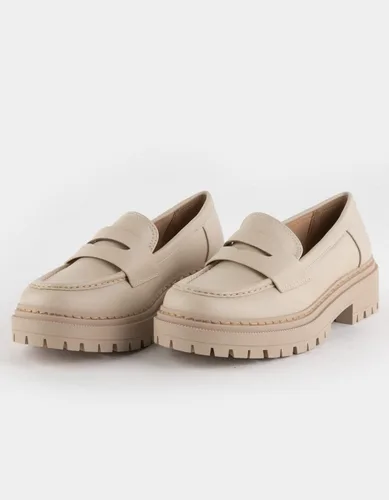 Vista 2 de Soda Zapatos para mujer con suela de lengüeta de tacón bajo con plataforma Penny Mocasines