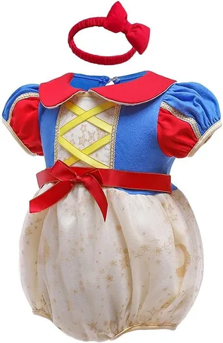 Vista 3 de Dressy Daisy Baby Girl Princess Romper Costumes Onesie Dress Bodysuit with Headband Halloween Birthday Party Fancy Outfits