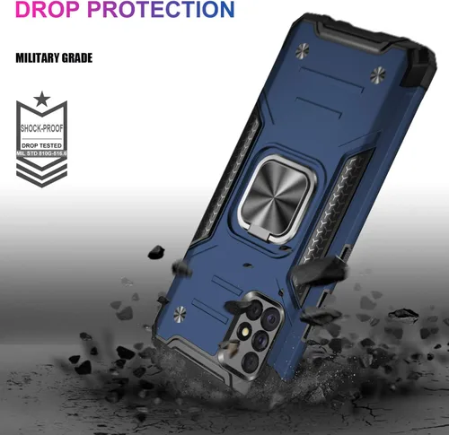 Vista 4 de IKAZZ Funda para Galaxy A51 5G con protector de pantalla, doble capa de TPU suave y flexible y policarbonato duro, antideslizante, de cuerpo Azul