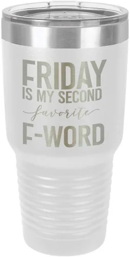 Vista 21 de Viernes es mi segundo favorito F Word negro vaso de 30 oz con paja y tapa superior deslizante Taza de viaje de acero inoxidable Compare con Yeti