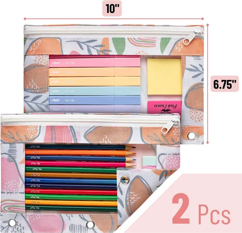 Vista 2 de Mr. Pen - Estuche para lápices de 2 piezas - Estuche con cremallera para lápices para carpeta de 3 anillas