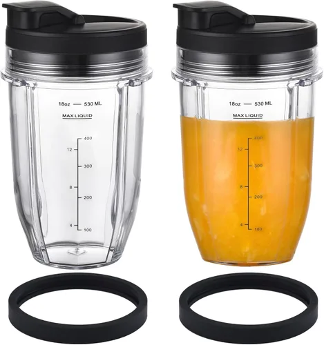 Vista 10 de Vasos de licuadora aptos para Ninja, piezas de repuesto de vasos de 16 onzas con tapas, accesorios de licuadora compatibles con Nutri Ninja Auto IQ