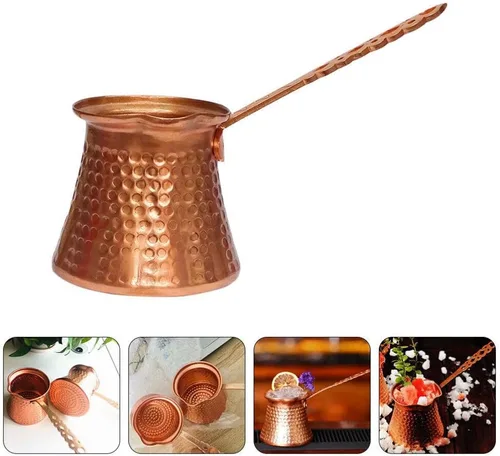 Vista 9 de IMIKEYA Cafetera turca, cafetera griega árabe de 10.8 fl oz, mini calentador de leche, sartén de calentamiento de mantequilla, mini olla de fusión