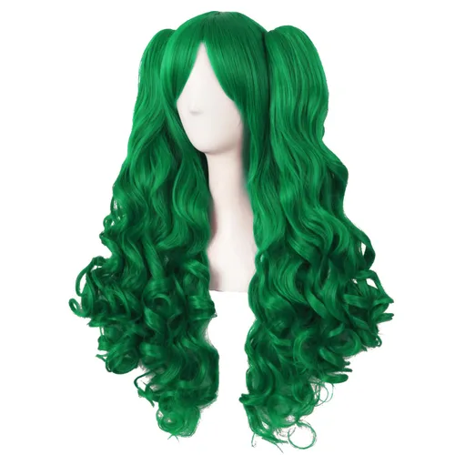 Vista 50 de Peluca MapofBeauty Lolita para disfraz, cabello largo, rizado, con coleta, Blanco