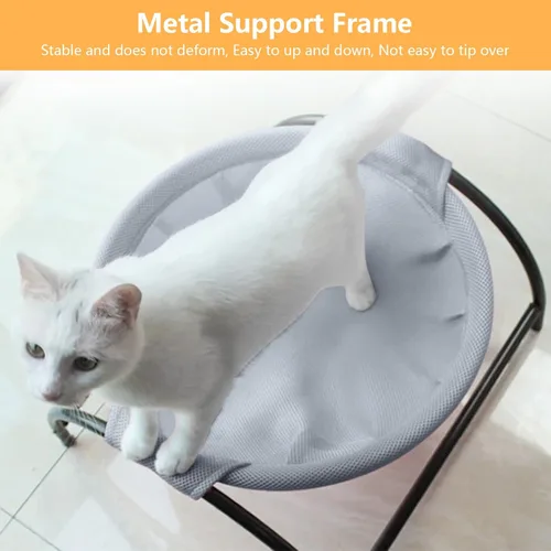 Vista 4 de Cama redonda elevada para gatos, lavable, hamaca para gatos y Cama elevada pequeña para gatos para uso en interiores y exteriores, cuna para gatos
