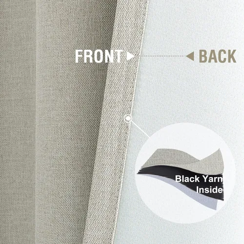 Vista 8 de Vangao - Cortinas blackout de lino, diseño texturizado con ojales, 2 paneles