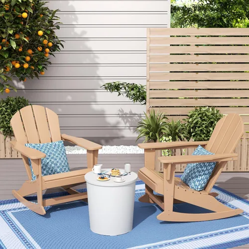 Vista 107 de WestinTrends Silla mecedora Malibu de poliéster para exterior/patio Adirondack, Negra