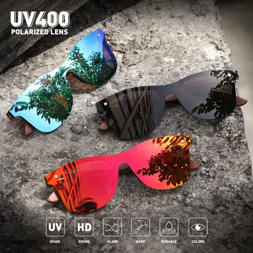Vista 6 de Zebra - Gafas de sol polarizadas de bambú de madera para hombres y mujeres - Gafas de sol con patillas de madera S5029