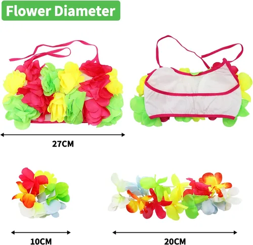 Vista 4 de Disfraz hawaiano de Hula Dance de lucha para niñas, 5 unidades, Moderno Equipada, talla única