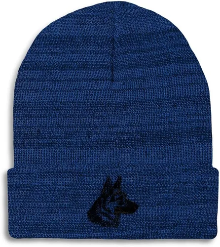 Vista 43 de Gorros personalizados para hombre, sombreros de invierno bordados de cabeza de pastor alemán negro para mujer, gorra de cráneo de acrílico, 1