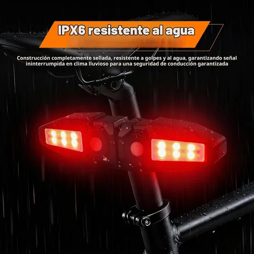 Vista 6 de Señales de giro para bicicleta con proyector, 5 modos de luz trasera de bicicleta recargable por USB, control remoto, impermeable, dividida, ebike