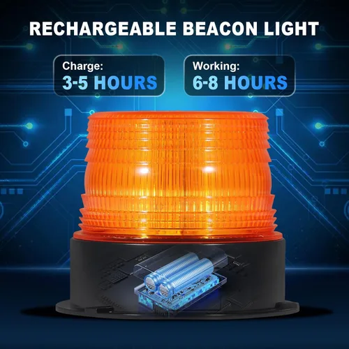 Vista 2 de AnTom Luz magnética inalámbrica de baliza, recargable de advertencia intermitente de emergencia, luces estroboscópicas que funcionan