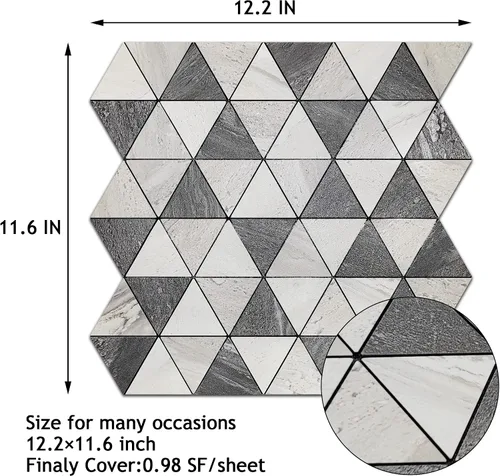 Vista 6 de KASARO Azulejos de protección contra salpicaduras para pared de cocina, mosaico, autoadhesivo, duradero, material polimérico, azulejos de metal, 10