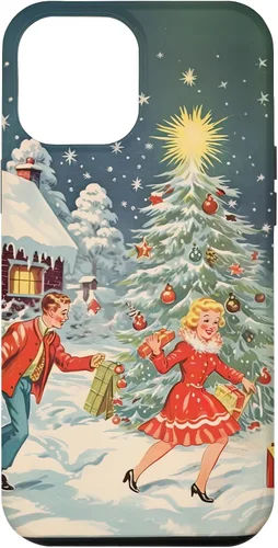 Vista 25 de iPhone 16 Vintage 1950s Nostalgia Christmas Snowflakes Christmas Tree Case