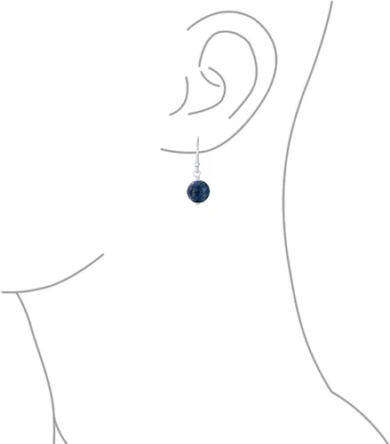 Vista 3 de Simple Basic - Aretes colgantes redondos de bola de 0.315in para mujeres, adolescentes, con alambre de gancho de pez francés, de plata de ley 925