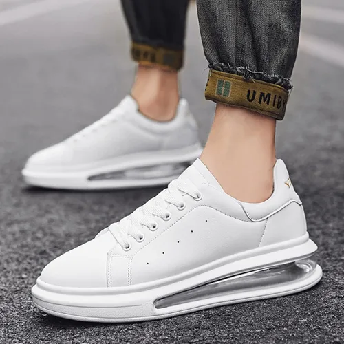 Vista 2 de ALASSE Men's Sports Shoes, Shoes Men Casual Leather Sneakers Women Breathable Outdoor Summer Air Cushion Platform Basketball Tennis