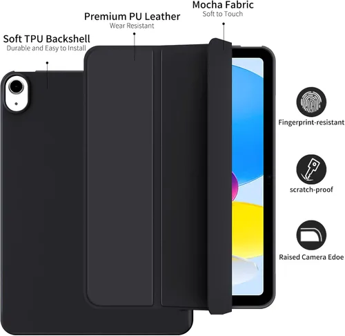 Vista 3 de ProtUTab Funda para iPad de 10ª generación, funda de activación y suspensión automática para iPad de 10ª generación, funda delgada con soporte