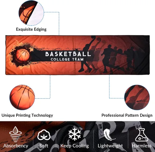 Vista 2 de Sukeen Toallas refrescantes para cuello y cara con estilo de baloncesto, toallas de sudor frescas para climas cálidos, toallas de microfibra