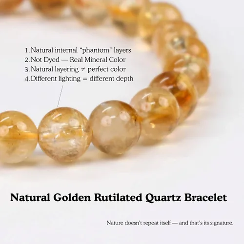 Vista 9 de Pulsera de cuarzo rutilado dorado y cristal curativo de ojo de tigre, diseño de cuentas de energía natural y atracción de riqueza, regalo