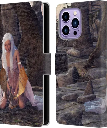 Vista 14 de Head Case Designs Officially Licensed Simone Gatterwe Alien Dungeon Dragons and Dungeons Leather Wallet Case Compatible with Apple iPhone 14 Pro Max