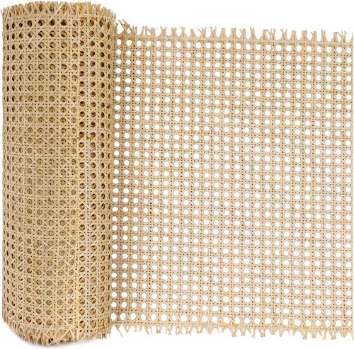 Vista 8 de Cincha de caña de ratán natural de 16 pulgadas x 5 pies, rollo de red de malla abierta tejida para proyectos de decoración de muebles de bricolaje