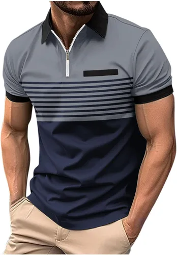 Vista 28 de Mens Shirts Casual Stylish Button Down Short Sleeve Polo Shirt Summer Vacation Shirts Loose Athletic Pullover Tee
