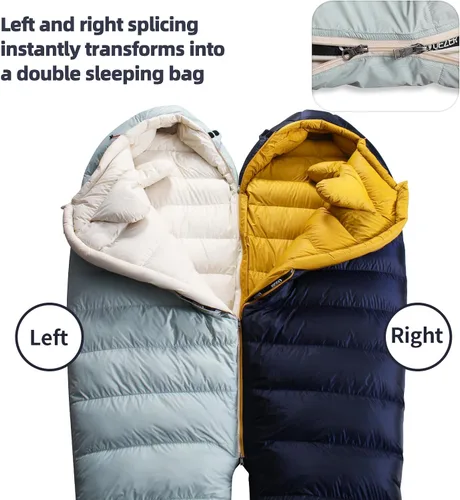 Vista 5 de Saco de Dormir de Plumón para Adultos con Relleno de 620 Ultraligero Estilo Momia para Mochileros