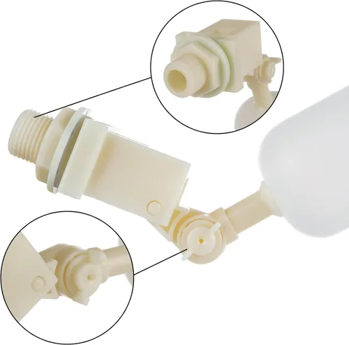 Vista 3 de Paquete de 6 válvulas de flotador de 1/2 pulgada de plástico con brazo ajustable llenado automático para controlar el nivel del agua a través