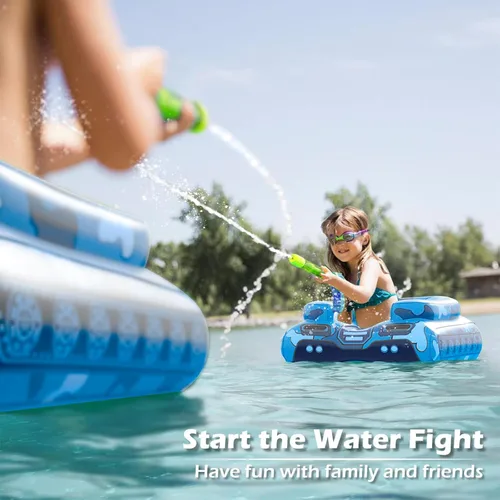 Vista 6 de Flotadores de Piscina de Tanque Inflables para Niños – Jasonwell Flotadores de Piscina para Niños Pequeños Tanque de Piscina con Cañón de Agua