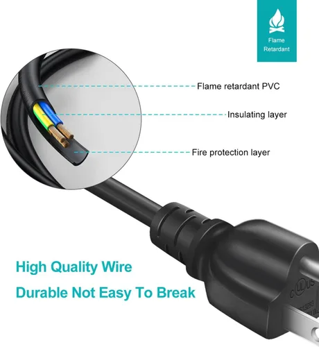 Vista 6 de Cable de alimentación de CA de 3 clavijas para olla a presión eléctrica instantánea, olla rápida de energía, olla arrocera, cocina inteligente